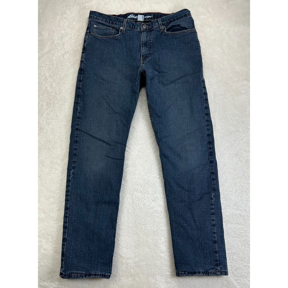 Eddie Bauer Lined Jeans Mens 34x32 Dark Wash Blue‎ Denim Mid Rise Winter Warm